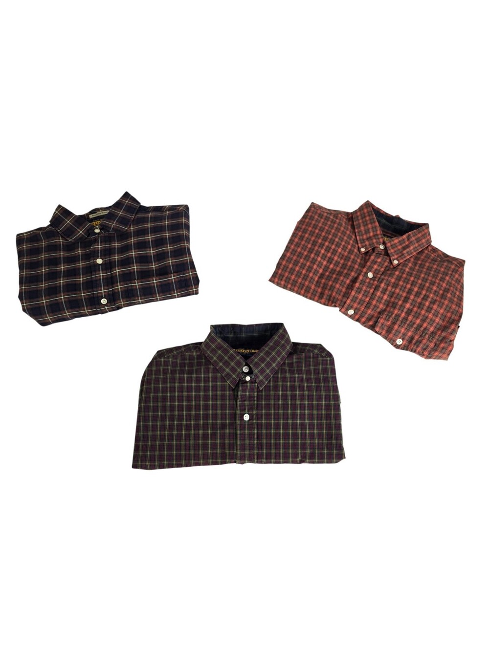Lot of 3 Ralph Lauren Rugby Oxford Button Down Shirts Check Plaid Orange Red M